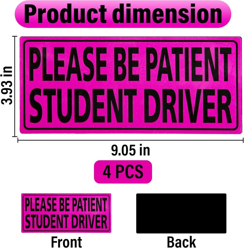 BFXM 4 PCS Student Driver Magnet for Car, New Driver Magnet for Car, Please Be Patient Funny Magnetic Student Driver,Reusable Movable Reflective Safety Warning Bumper Magnets - Image 2